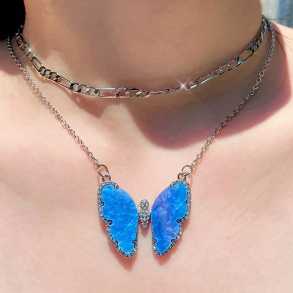Blue Butterfly Multilayer Necklace